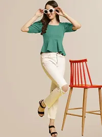 Elegant Green Polyester Solid Top For Women-thumb4