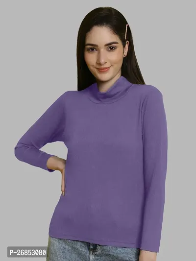 Elegant Purple Lycra Solid Top For Women