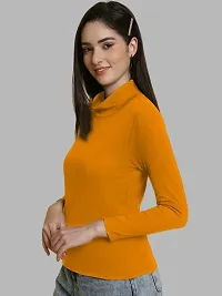 Elegant Yellow Lycra Solid Top For Women-thumb2