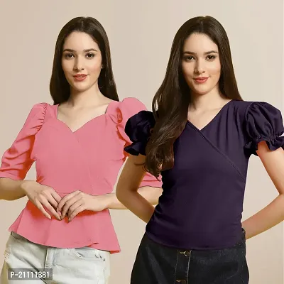 Fabflee Regular Casual Stylish Wear Top for Women  Pack Of 2-thumb0