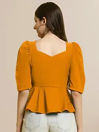 Elegant Yellow Polyester Solid Top For Women-thumb1