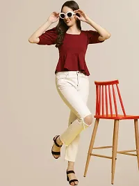 Elegant Maroon Polyester Solid Top For Women-thumb4