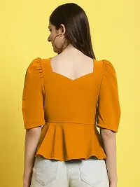 Elegant Yellow Polyester Solid Top For Women-thumb1