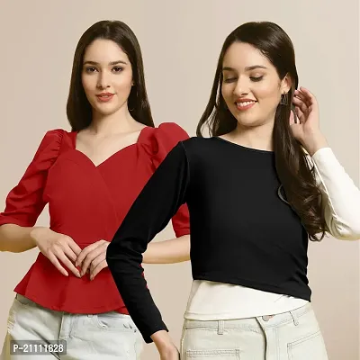 Fabflee Regular Casual Stylish Wear Top for Women  Pack Of 2