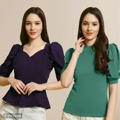 Fabflee Regular Casual Stylish Wear Top for Women  Pack Of 2