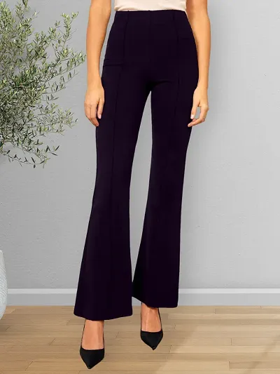 Solid Flared High Waist Trouser