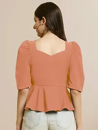 Elegant Peach Polyester Solid Top For Women-thumb1