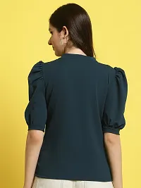 Elegant Green Polyester Solid Top For Women-thumb1