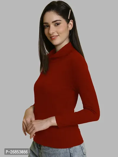 Elegant Red Lycra Solid Top For Women-thumb3