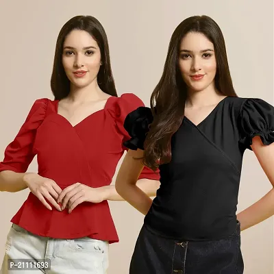 Fabflee Regular Casual Stylish Wear Top for Women  Pack Of 2-thumb0