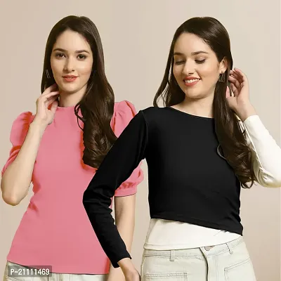 Fabflee Regular Casual Stylish Wear Top for Women  Pack Of 2