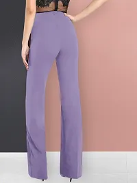 Elegant Purple Cotton Solid Trousers For Women-thumb1