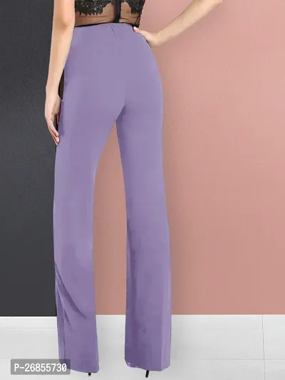 Elegant Purple Cotton Solid Trousers For Women-thumb2