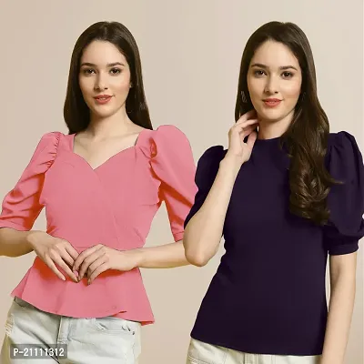 Fabflee Regular Casual Stylish Wear Top for Women  Pack Of 2-thumb0