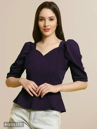 Elegant Multicoloured Polyester Solid Top For Women-thumb0