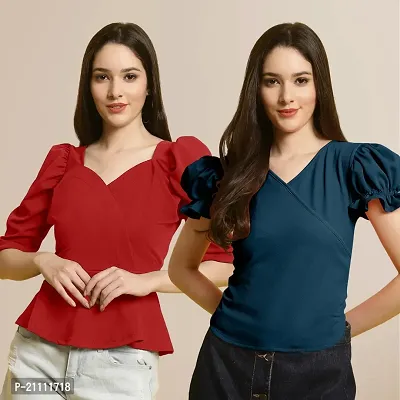 Fabflee Regular Casual Stylish Wear Top for Women  Pack Of 2-thumb0