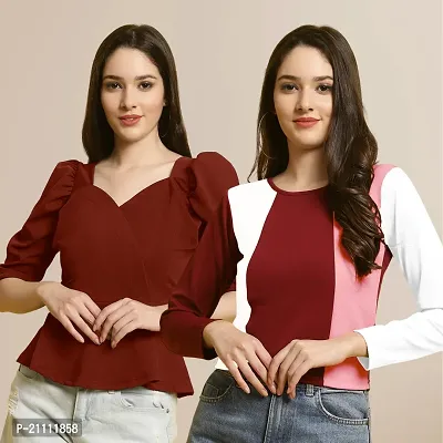 Fabflee Regular Casual Stylish Wear Top for Women  Pack Of 2-thumb0