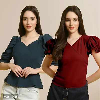 Fabflee Regular Casual Stylish Wear Top for Women  Pack Of 2-thumb0