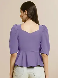 Elegant Purple Polyester Solid Top For Women-thumb1