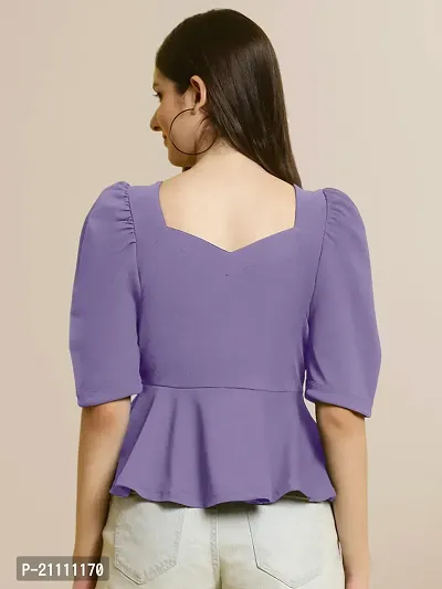 Elegant Purple Polyester Solid Top For Women-thumb2