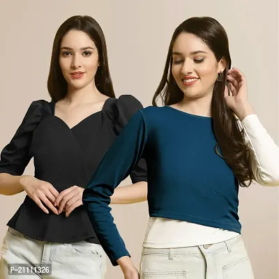 Fabflee Regular Casual Stylish Wear Top for Women  Pack Of 2