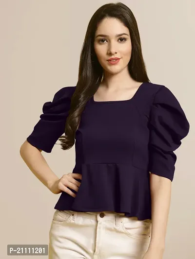 Elegant Multicoloured Polyester Solid Top For Women-thumb0