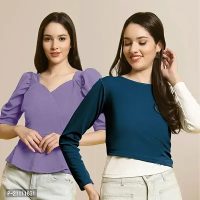 Fabflee Regular Casual Stylish Wear Top for Women  Pack Of 2