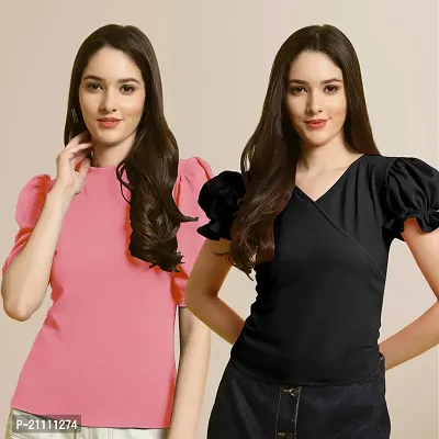 Fabflee Regular Casual Stylish Wear Top for Women  Pack Of 2-thumb0