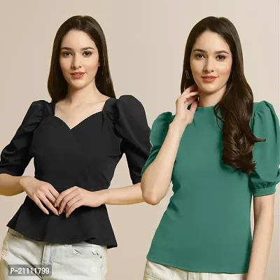 Fabflee Regular Casual Stylish Wear Top for Women  Pack Of 2-thumb0