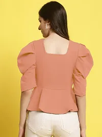 Elegant Peach Polyester Solid Top For Women-thumb1