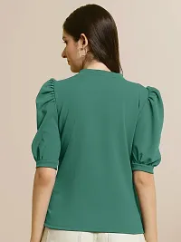 Elegant Green Polyester Solid Top For Women-thumb1