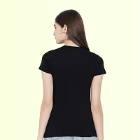 Elegant Black Cotton Printed Tshirt For Women-thumb1