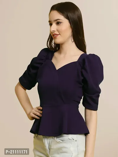 Elegant Multicoloured Polyester Solid Top For Women-thumb3