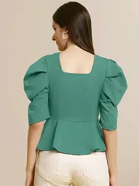 Elegant Green Polyester Solid Top For Women-thumb1