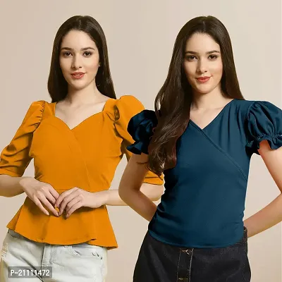 Fabflee Regular Casual Stylish Wear Top for Women  Pack Of 2-thumb0