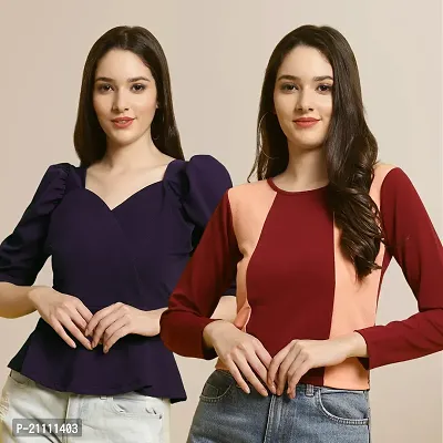 Fabflee Regular Casual Stylish Wear Top for Women  Pack Of 2-thumb0