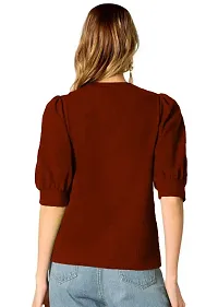 Elegant Maroon Polyester Solid Top For Women-thumb1