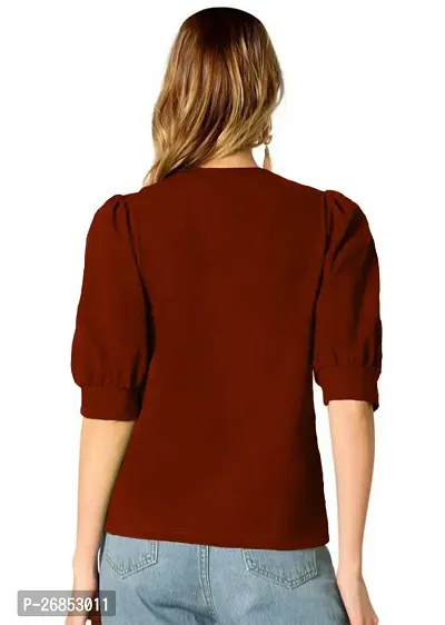 Elegant Maroon Polyester Solid Top For Women-thumb2