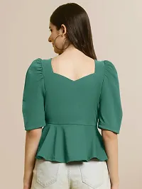 Elegant Green Polyester Solid Top For Women-thumb1