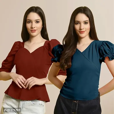 Fabflee Regular Casual Stylish Wear Top for Women  Pack Of 2-thumb0