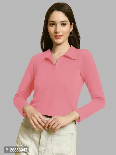 Elegant Pink Lycra Solid Top For Women-thumb0