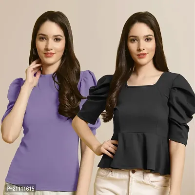 Fabflee Regular Casual Stylish Wear Top for Women  Pack Of 2-thumb0