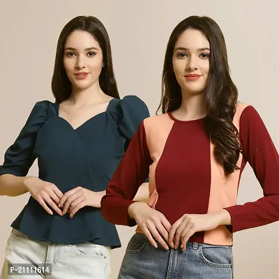 Fabflee Regular Casual Stylish Wear Top for Women  Pack Of 2