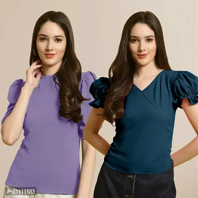 Fabflee Regular Casual Stylish Wear Top for Women  Pack Of 2-thumb0