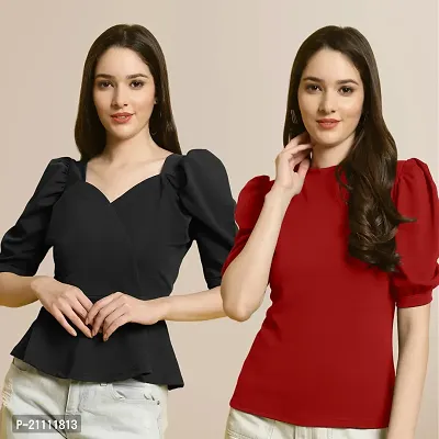 Fabflee Regular Casual Stylish Wear Top for Women  Pack Of 2-thumb0