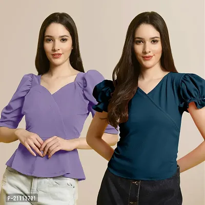 Fabflee Regular Casual Stylish Wear Top for Women  Pack Of 2-thumb0