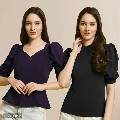 Fabflee Regular Casual Stylish Wear Top for Women  Pack Of 2-thumb0