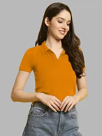 Elegant Yellow Lycra Solid Top For Women-thumb3