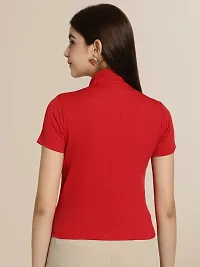 Elegant Red Lycra Solid Top For Women-thumb1