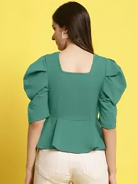 Elegant Green Polyester Solid Top For Women-thumb1